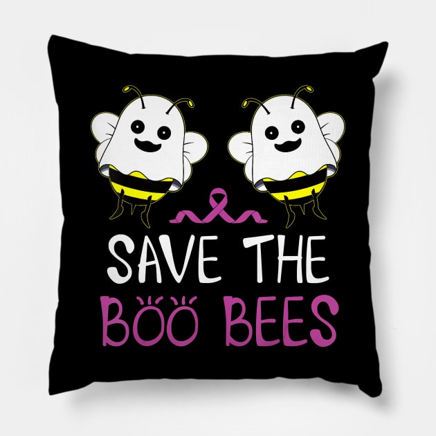 Save The Boo Bees Breast Cancer Awareness Halloween Pillow by JaydeMargulies