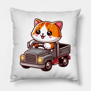 cat in a truck Pillow