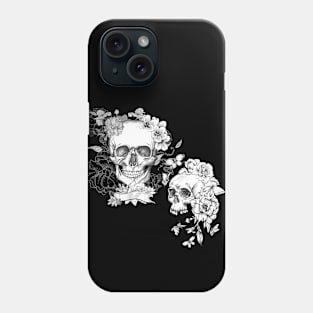 skulls and flowers Phone Case