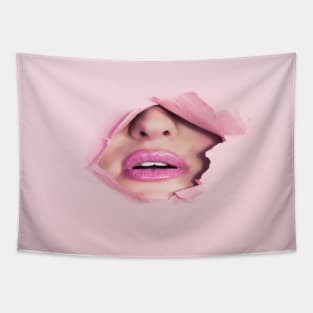 Red Lips Ripped Tapestry