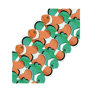 clown fish pattern orange green T-Shirt