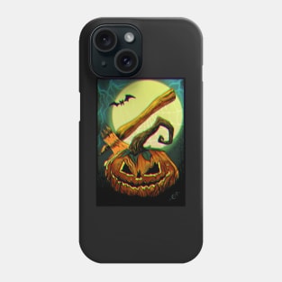 Halloween pumpkin with visual glitch effect Phone Case