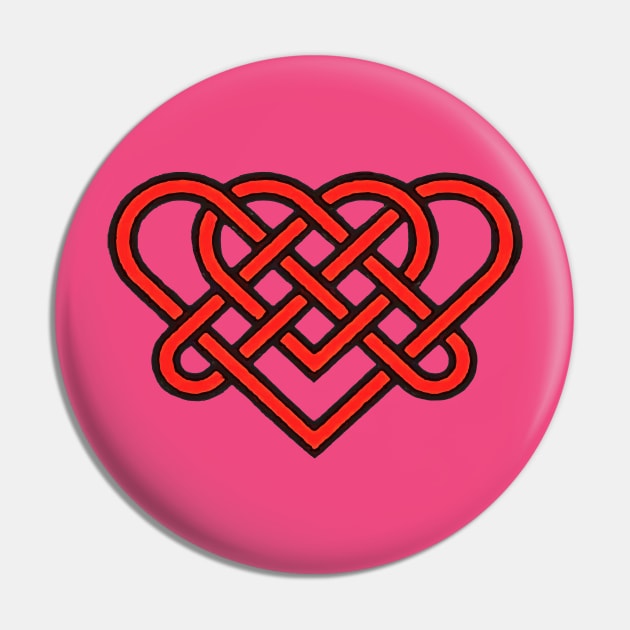 Celtic Eternal Love Knot Romantic Heart Red Design Pin by taiche