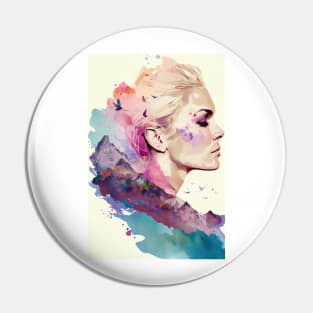 Double Exposure of A Woman in Nature Pin