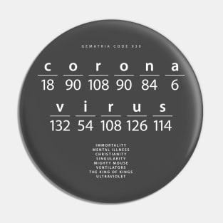 Coronavirus word code in the English Gematria Pin