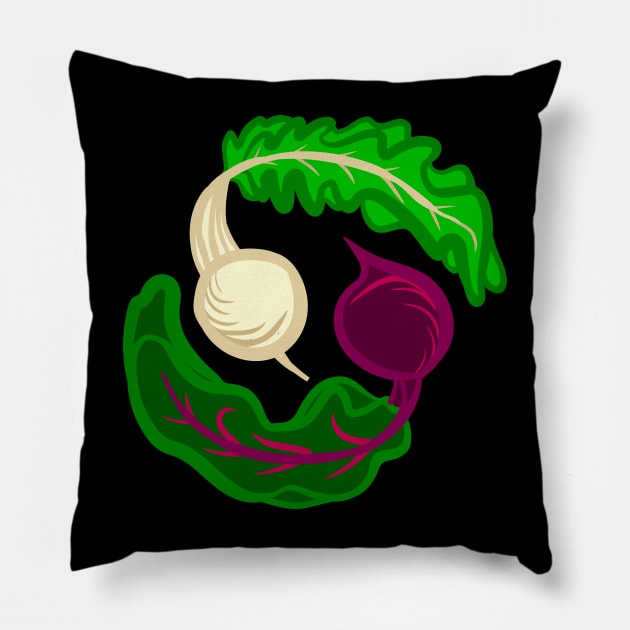 Yin Yang Vegetables "Turnip the Beet" Pillow by Boreal-Witch