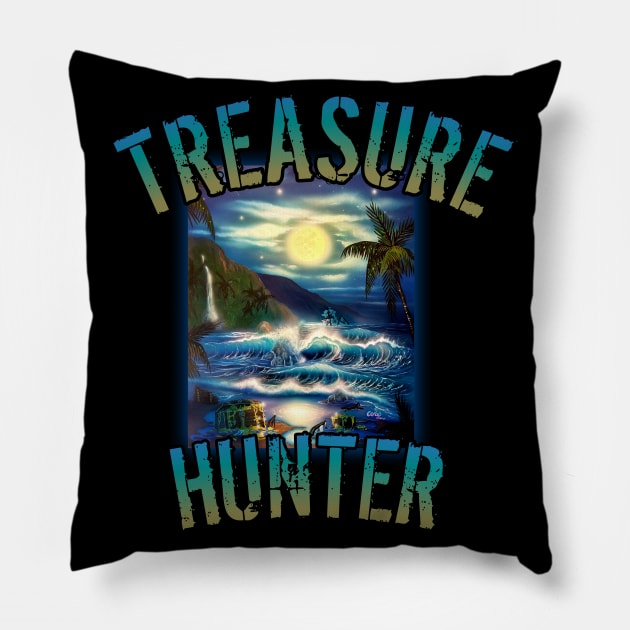 Treasure hunter metal detecting treasure hunting Pillow by Coreoceanart