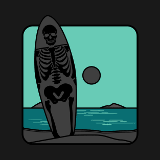 Skeleton Design Surfboard T-Shirt