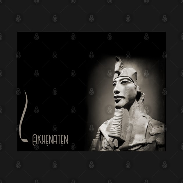 pharaoh Akhenaten, vintage art photo Black and white (rectangular)) by art-of-egypt