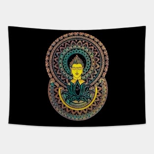 Psychedelic Trippy Buddha Mandala Art Sketch Tapestry