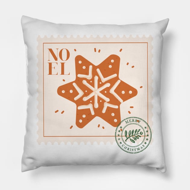 Vintage Stamp: Sweet Christmas Cookie Pillow by Asterisk Design Store