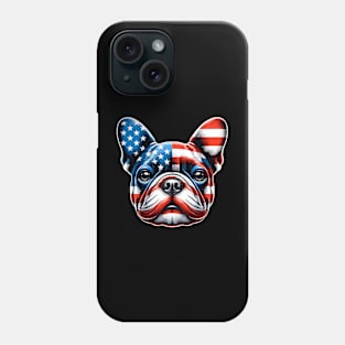 Patriotic French Bulldog: American Flag Dog Portrait. Phone Case