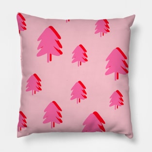 Pink Christmas Pine Fir Tree Pattern Pillow