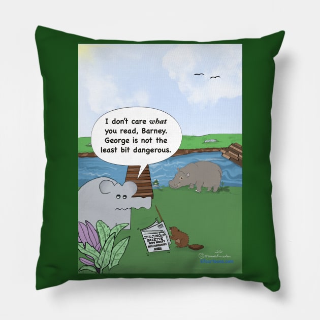 Enormously Funny Cartoons Hippo Steriotyping Pillow by Enormously Funny Cartoons