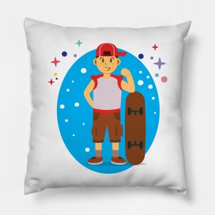 cartoon skateboarder Pillow