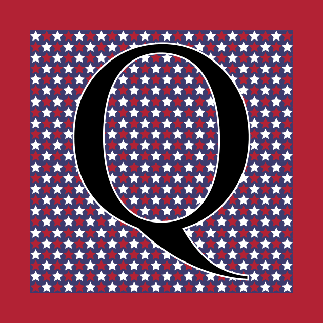 Old Glory Letter Q Black on Small Star Fill by ArtticArlo