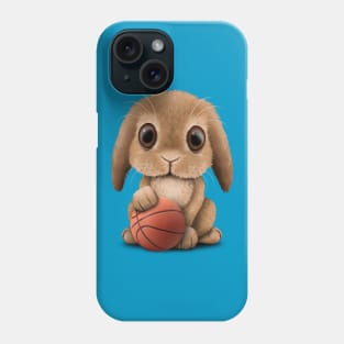 Cute Baby Bunny Playing With Basketball Phone Case