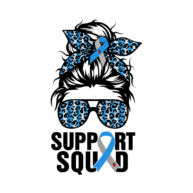 Support Squad Messy Bun Blue Warrior Diabetes Awareness by apesarreunited122