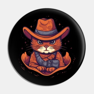 Funny Cat Cowboy Cowgirl Meow Howdy Meowdy Pin