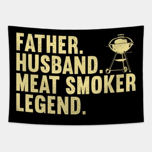 Cool Meat Smoking Art For Father Husband Bbq Meat Griller Tapestry