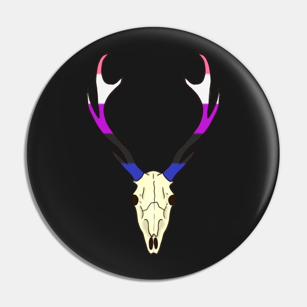 Genderfluid Pride Deer Skull Pin by whizz0