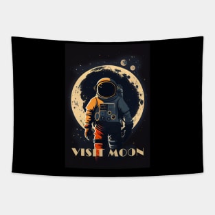 Moon Adventure Vintage Travel Poster Tapestry