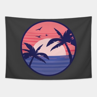 Retro Beach Sunset Tapestry
