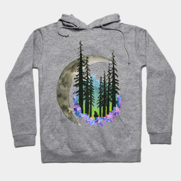 Hand Painted Watercolor Northern Lights Moon Watercolor