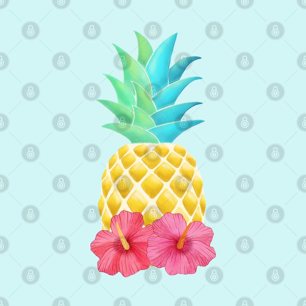 Pineapple and hibiscus flowers by CalliLetters