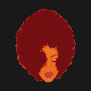 Stylish Woman with Beautiful Big Fluffy Afro (Black Background) T-Shirt