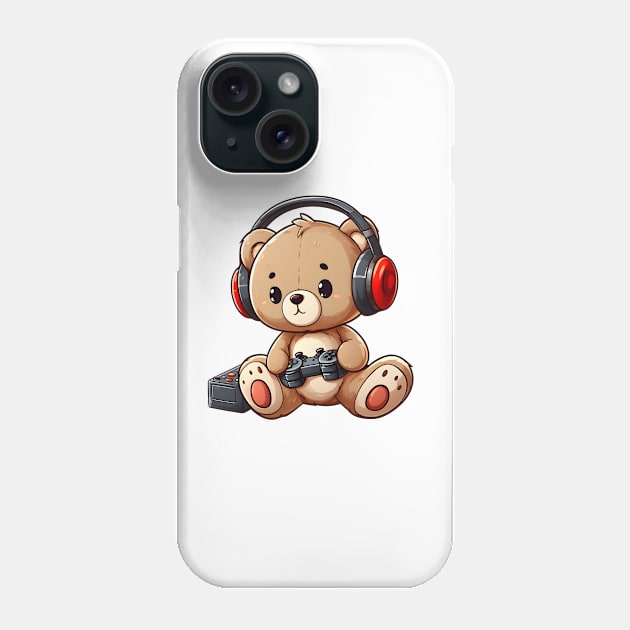 Cute Bear Gamer Kawaii Phone Case by Teddy Club