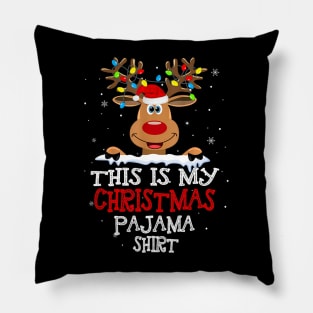 This Is My Christmas Pajama Funny Christmas Reindeer Pillow