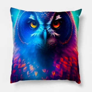 Vibrant Cosmic Owl Pillow