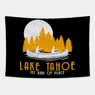 Lake Tahoe Style Canoe Camping Vacation Tapestry