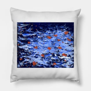 Firefly sea (red on blue) II Pillow