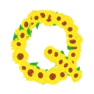 Sunflowers Initial Letter Q (White Background) T-Shirt