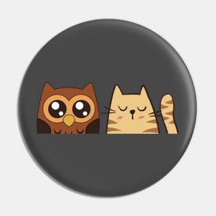 a cat and an owl Pin