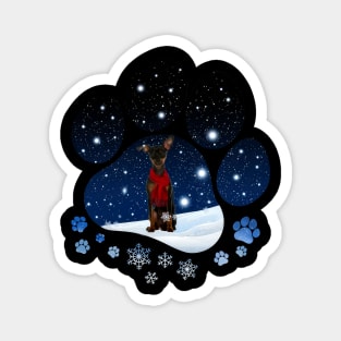 Snow Paw Miniature Pinscher Christmas Winter Holiday Magnet