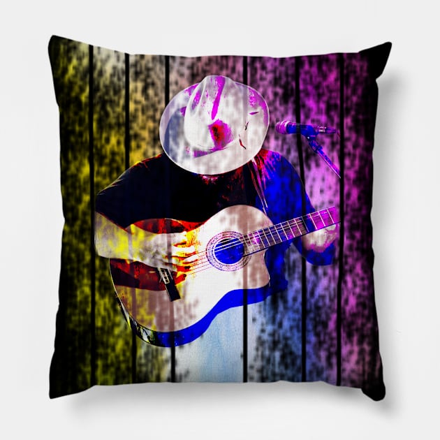 Guitarist with electric guitar Pillow by Alex
