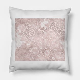 Rose gold mandala bouquet over marble Pillow