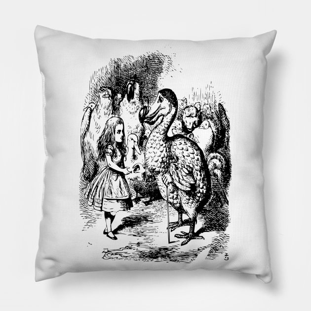 Alice in Wonderland | Dodo Presenting Thimble to Alice | Vintage Alice | Pillow by Eclectic At Heart