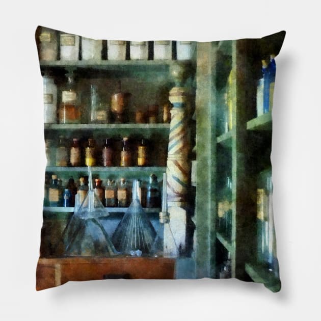 Pharmacist - Back Room of Drug Store Pillow by SusanSavad