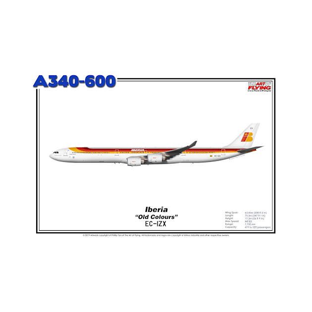 Airbus A340-600 - Iberia "Old Colours" (Art Print) by TheArtofFlying