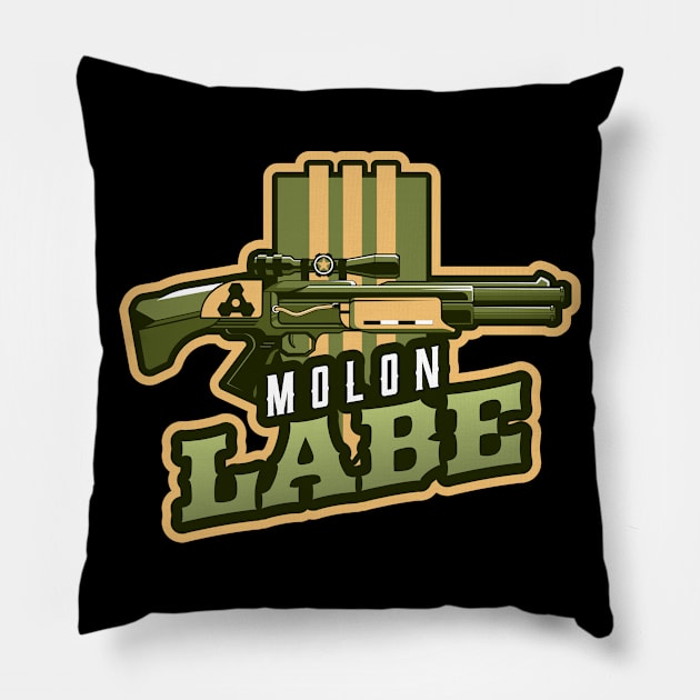 Shotgun With A Scope | Molon Labe Pillow by Mega Tee Store