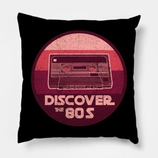 DISCOVER THE 90S vintage retro 80s nostalgia design second color version with distress Pillow