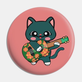 Cat Playing Ukulele Pin