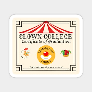 Clown College Certificate of Graduation Magnet
