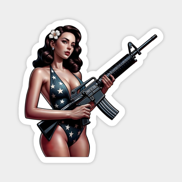 Pinup Girl Magnet by Rawlifegraphic