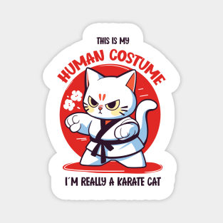 Karate Cat Halloween T-Shirt | This is My Human Costume | Martial Arts Anime Shirt | Manga Style Tee | Cat Lovers Gift Magnet