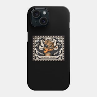 Cute Dachshund playing violin on classic stamp design Phone Case